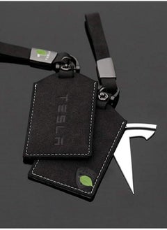 Y&D Key Card SYOSI Holder Artificial suede Protector Cover Keychain Accessories for Tesla Model 3, Y Black  - Image 4