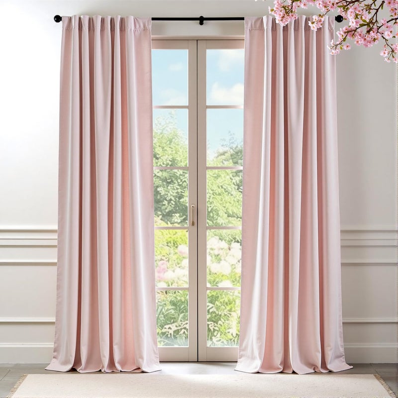 Lazzzy Velvet Blackout Curtains Thermal Insulated Room Window Drapes Super Soft Luxury Curtains for Living Room Bedroom Rod Pocket 2 Panels, Dusty Pink, 52" W x 90" L - Image 1