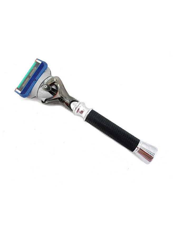 جي.بي.أس ماكينة حلاقة فاخرة للعناية بالرجال، بمقبض طويل مانع للانزلاق، من الفولاذ المقاوم للصدأ والكروم الأسود - Image 2