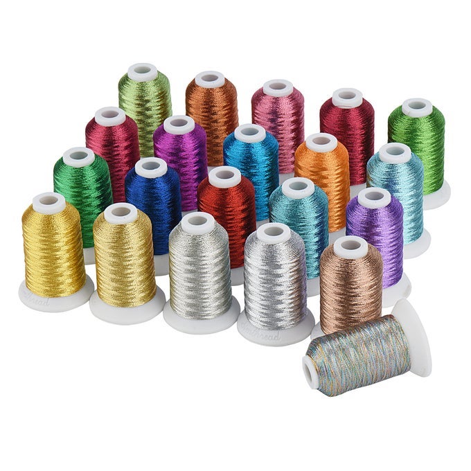 BEST 21 COLORS METALLIC EMBROIDERY MACHINE THREAD KIT 500M550Y FOR COMPUTERIZED EMBROIDERY AND DECORATIVE SEWING