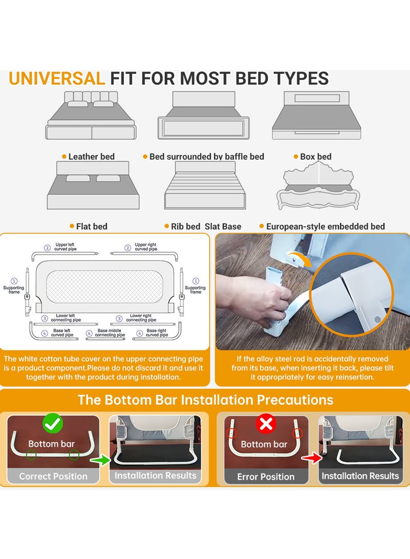 درابزين حماية سرير الأطفال الصغار القابل للطي درابزين حماية سرير الأطفال الصغار المطور والمقوى والمناسب لأسرة الأطفال المفردة والأسرة المزدوجة قطعة واحدة - Image 2