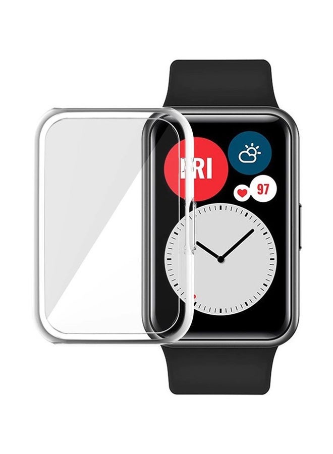 3-Piece Protective Case For Huawei Watch Fit Clear/Black/Gold - Image 3