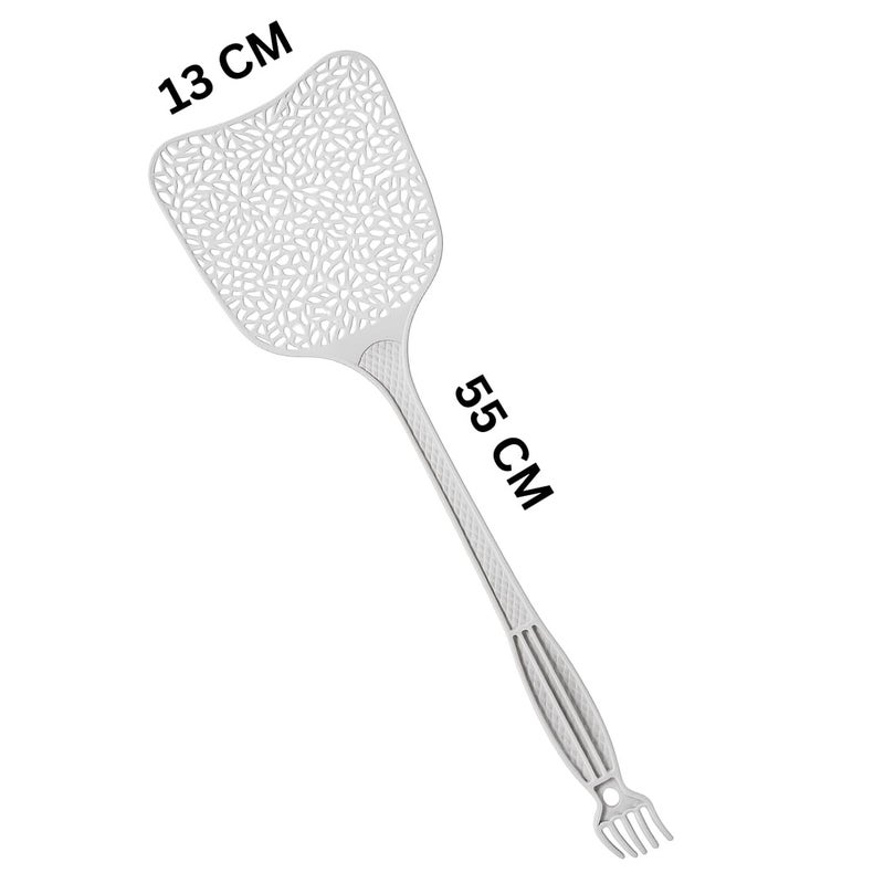 2 In 1 Manual Fly Swatter And Scalp Massager With Long Handle 55cm Durable Plastic, Random Colors Bug Killer Comfortable Claw Massager For Head Back Foot Without Sharp Edges Insect Swatter Tool - Image 2