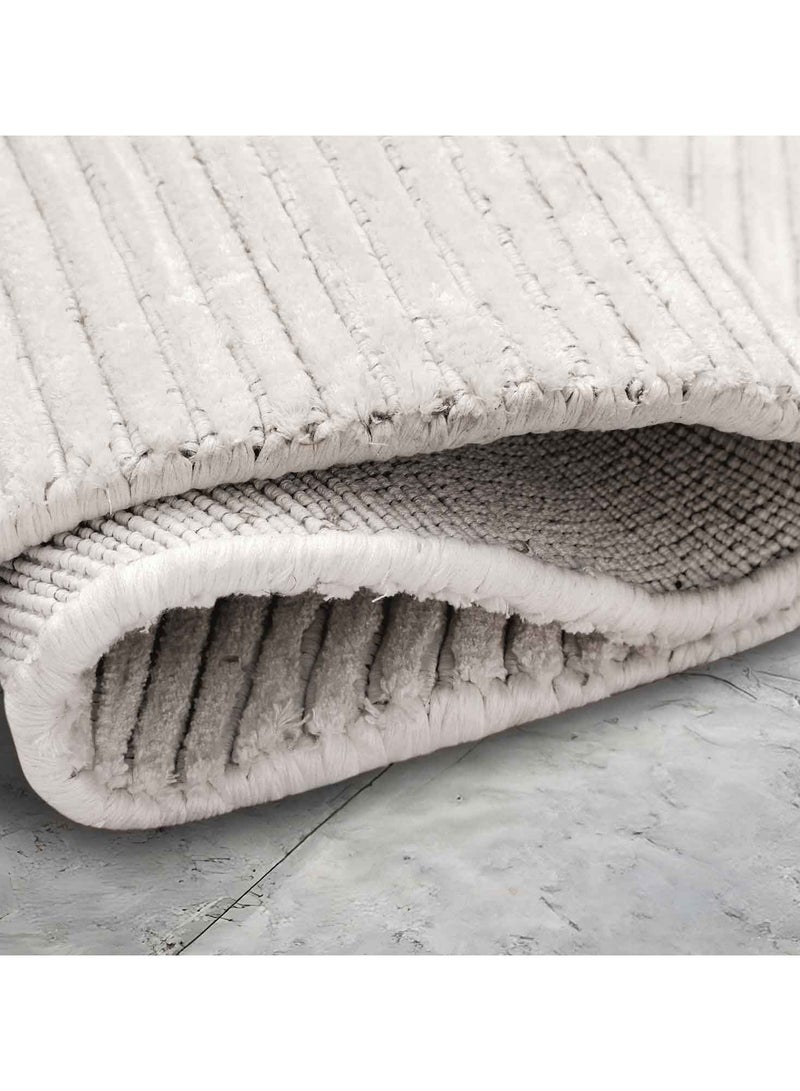 VENICE -100% VISCOSE RUG- 150 CMS ROUND - WHITE - Image 2