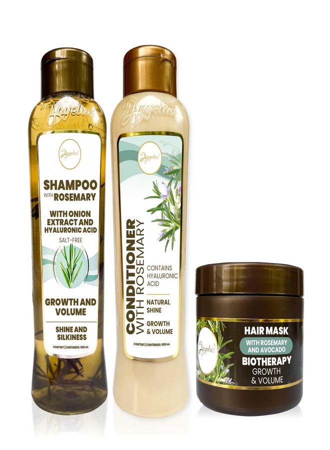ANYELUZ Rosemary Shampoo, Conditioner and Hair Mask set, with Hyaluronic Acid and Rosemary, with Natural Extracts for All Hair Types - Image 1