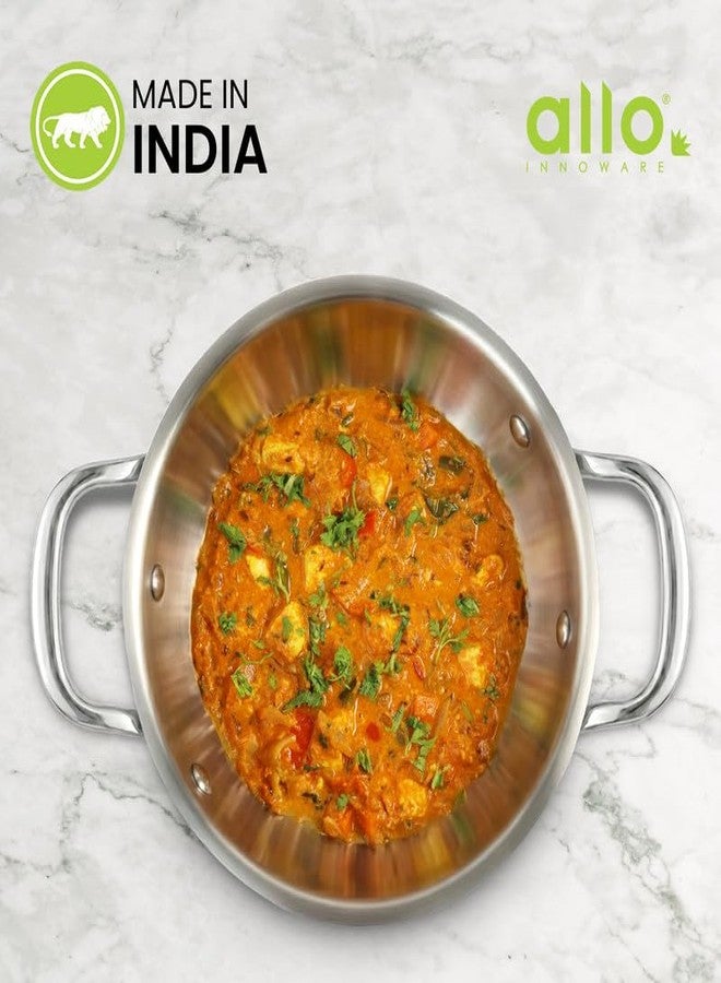 Allo Triply Stainless Steel Kadhai with Handles|Perfect Kadhai for Curry/Stir-Fry/Deep-Fry/DryVeg/Saute Induction Friendly Naturally Non-Stick | 10 Years Warranty, Without lid - Image 3