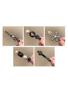 Rugelyss Rugelyss 5 Pcs Black Bear Rose Pearls and Rhinestone Hair Clips, Handmade Hair Barrettes, Alligator bobby pins, Glitter Crystal Hairpin, Elegant Gold Hair Accessories, Gifts for Women Girls  - Image 3