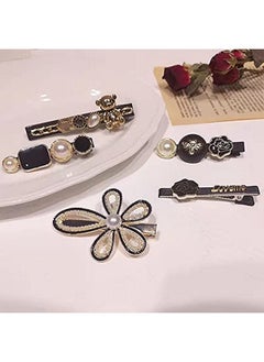 Rugelyss Rugelyss 5 Pcs Black Bear Rose Pearls and Rhinestone Hair Clips, Handmade Hair Barrettes, Alligator bobby pins, Glitter Crystal Hairpin, Elegant Gold Hair Accessories, Gifts for Women Girls  - Image 5