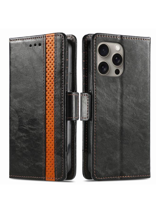 S-TOP Case For iPhone 16 Pro Max CaseNeo Splicing Dual Magnetic Buckle Leather Phone Case - Image 2