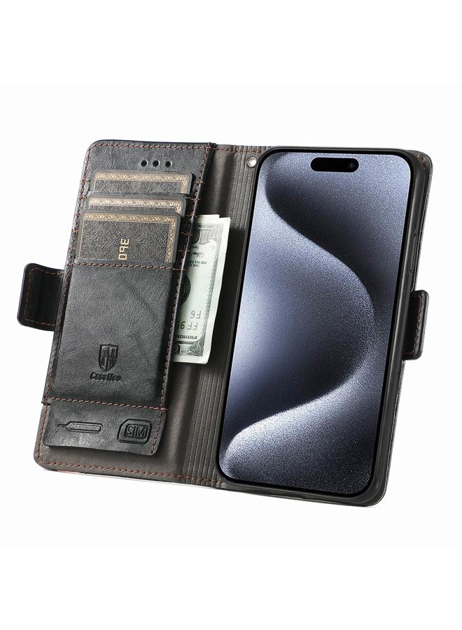 S-TOP Case For iPhone 16 Pro Max CaseNeo Splicing Dual Magnetic Buckle Leather Phone Case - Image 3
