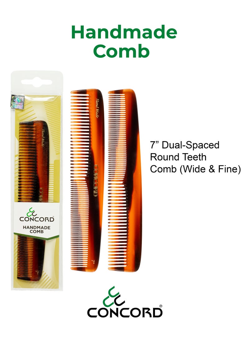 CONCORD 7 Inch Handmade Comb, Graduated Dressing Comb, Wide & Fine Spaced Teeth Comb, Round Teeth, Comb for Wet or Dry Hair, For All Hair Type, Made in India - Image 3
