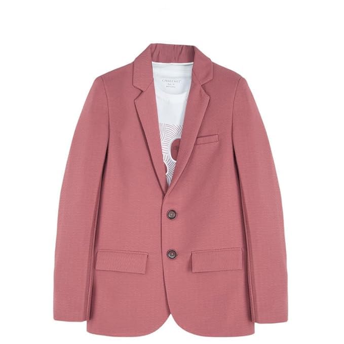 CHARCHIT Boys Regular Fit Plain Blazer and T-Shirt Pink - Image 1