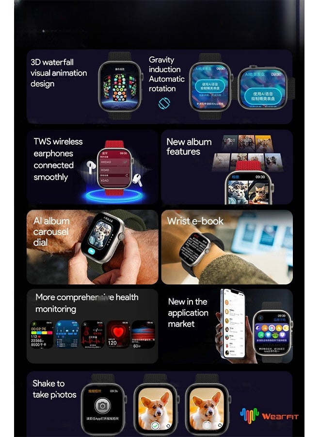 DAKS AI Smartwatch 2.02″ AMOLED – AI Interaction, Dynamic Island Display, TWS Earphone Connectivity, Remote Camera Control, Health Monitoring & App Market  - Image 2