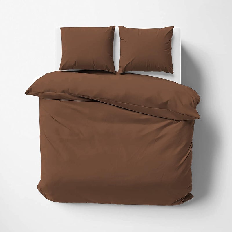 Day Care Day Care Impressible Super Soft Microfiber 3 Piece Duvet Cover Set Size 92X106 Inches And 2 Pillow Cover 300 TC 18X28 Inches King SizeChocolate Brown  - Image 1