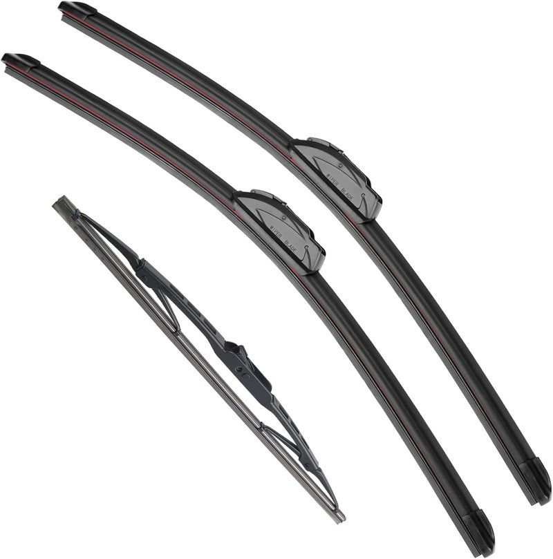 Raintok Windshield Wiper Blade Set Replacement for 2002-2007 Jeep Liberty/2001-2007 Mazda Tribute/1987-1995 Nissan Pathfinder and Rear Windshield Wiper Blade-19"/19"/10" (Set of 3) U/J Hook - Image 1