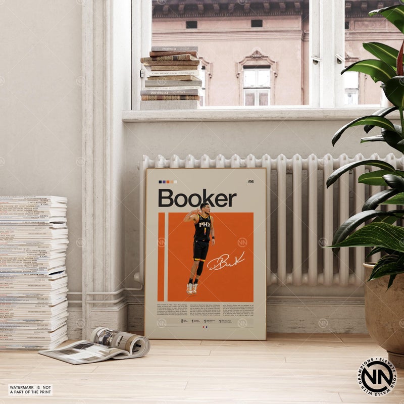 TNESSENTIAL Devin Booker Poster, Phoenix Suns Poster, NBA Poster, Sports Poster, Mid Century Modern, NBA Fans, Basketball Gift, Sports Bedroom Posters - Image 2
