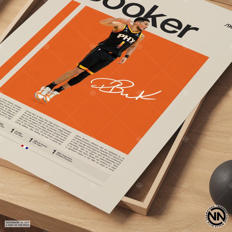 TNESSENTIAL Devin Booker Poster, Phoenix Suns Poster, NBA Poster, Sports Poster, Mid Century Modern, NBA Fans, Basketball Gift, Sports Bedroom Posters - Image 5