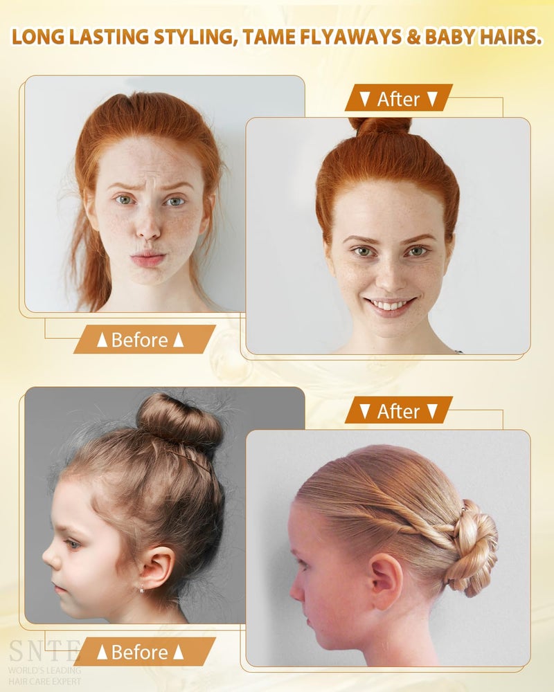 Samnyte عصا شمع سامنيت للشعر، 2 قطعة عصا شمع لتثبيت الشعر، عصا شمع للشعر للتخلص من الشعر المتطاير، جل شعر غير دهني لكريم تصفيف الشعر المتطاير والتجاعيد - Image 3