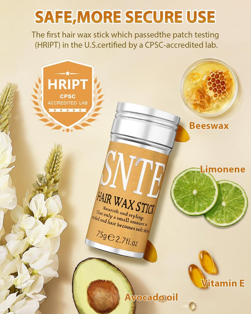 Samnyte عصا شمع سامنيت للشعر، 2 قطعة عصا شمع لتثبيت الشعر، عصا شمع للشعر للتخلص من الشعر المتطاير، جل شعر غير دهني لكريم تصفيف الشعر المتطاير والتجاعيد - Image 5