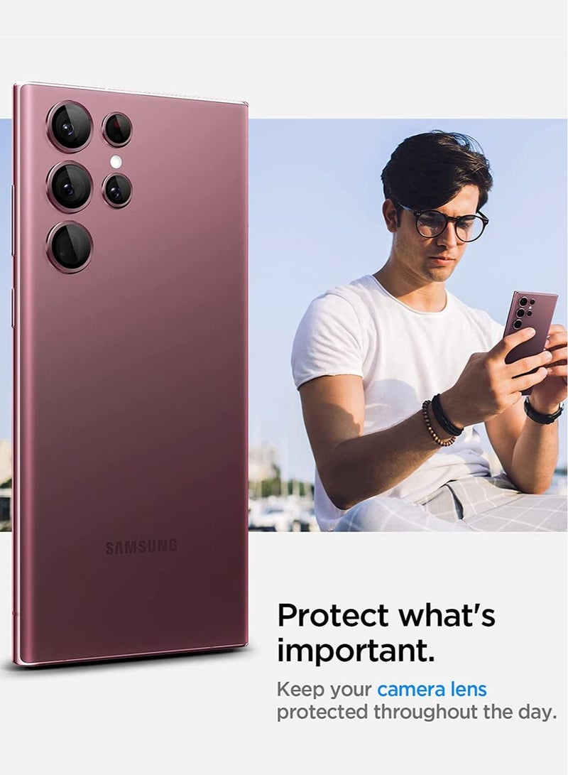 Spigen Glastr Ez-Fit Optik Pro Camera Lens Protector (2 Pack) for Samsung Galaxy S22 Ultra - Burgundy - Image 5