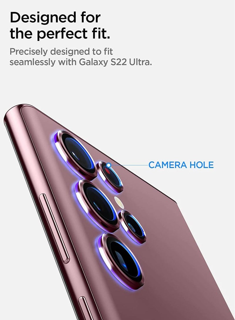 Spigen Glastr Ez-Fit Optik Pro Camera Lens Protector (2 Pack) for Samsung Galaxy S22 Ultra - Burgundy - Image 4