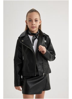 DeFacto Girl Regular Fit Blazer Collar Long Sleeve Pu Coat  - Image 2