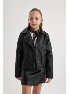 DeFacto Girl Regular Fit Blazer Collar Long Sleeve Pu Coat  - Image 5