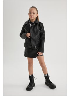 DeFacto Girl Regular Fit Blazer Collar Long Sleeve Pu Coat  - Image 3