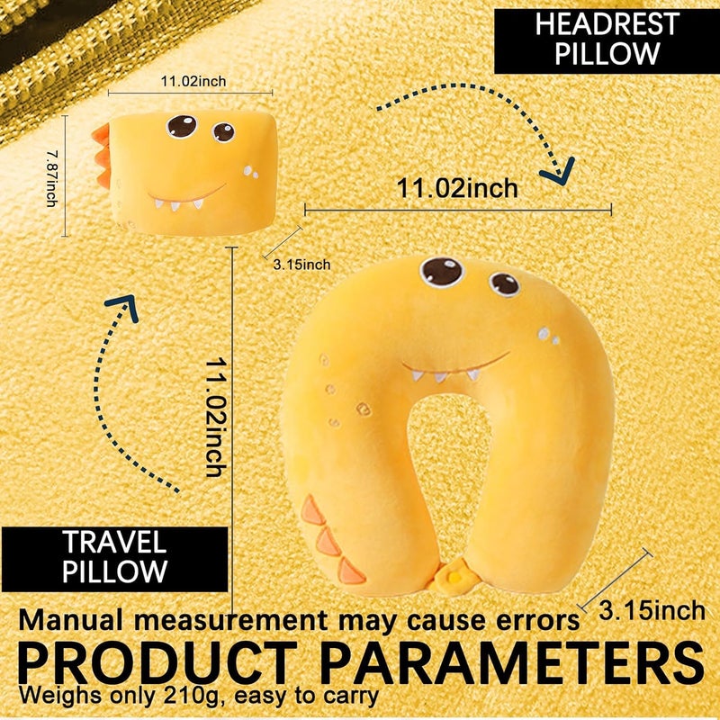 KASTWAVE 2 in 1 Deformable Cartoon Travel Pillow - Yellow Dinosaur - Image 3