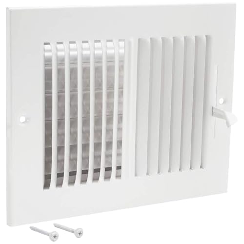 EZFLO 8 x 6 Inch Duct Opening Air Vent Cover for Wall or Ceiling TwoWay Ventilation Register Solid Steel HVAC Register Cover White 61661