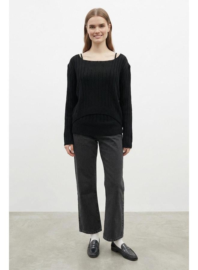 Soul Women's Knitted Dual Blouse Set - 31779BLZ - BLACK. - Image 1