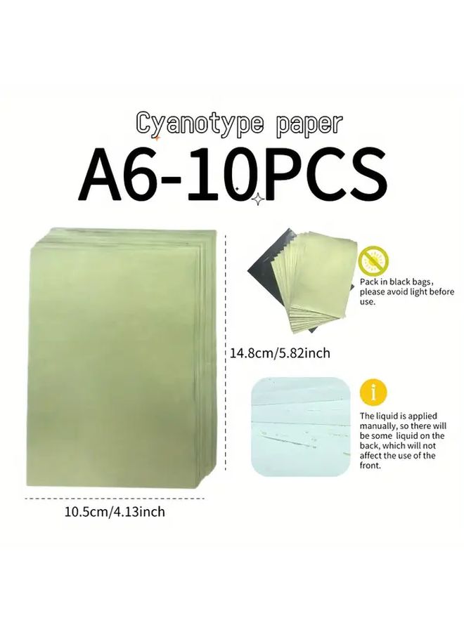 مجموعة ورق السيانوتايب 10 أوراق للطباعة الشمسية الطبيعية الزرقاء DIY - Image 4