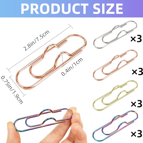 ZNBSIXP 12 Pack Metal Pen Clips, Portable Pen Holders for Notebook Stainless Steel Paper Clip, Pencil Holder Clip for Journals,Calendars, Office School SuppliesSupplies(Gold/Rose/Silver/Iridescent Color) - Image 3