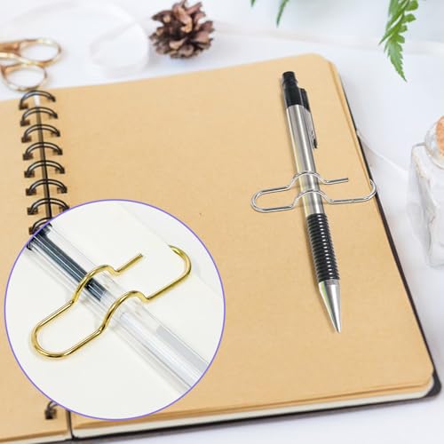 ZNBSIXP 12 Pack Metal Pen Clips, Portable Pen Holders for Notebook Stainless Steel Paper Clip, Pencil Holder Clip for Journals,Calendars, Office School SuppliesSupplies(Gold/Rose/Silver/Iridescent Color) - Image 4