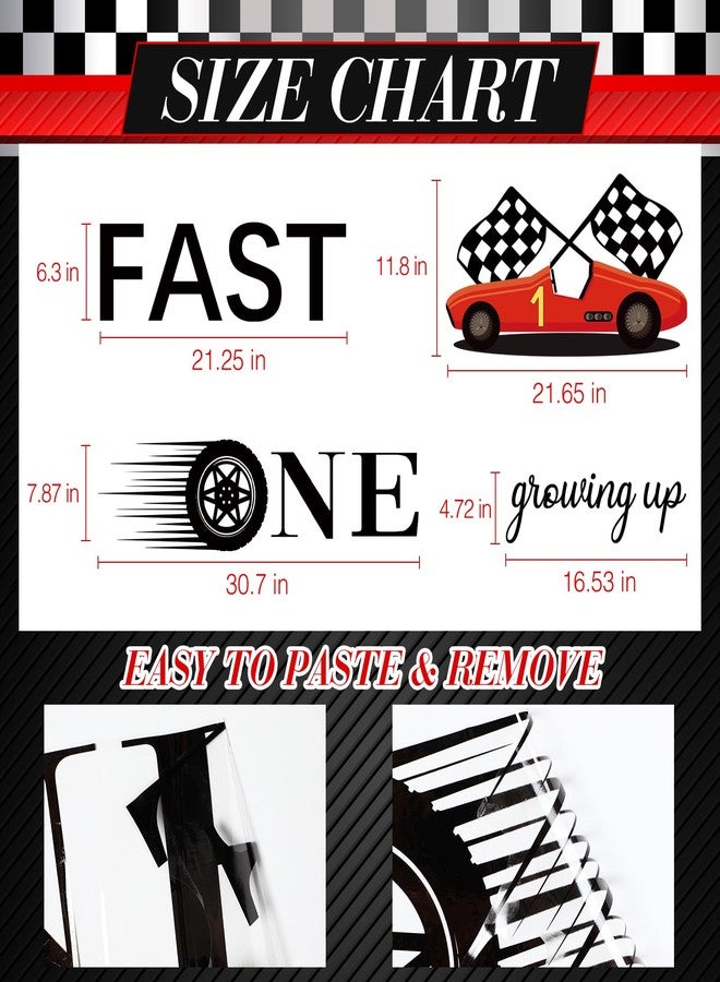 Sonwyoung Fast One/two Birthday Racing Car Themed Decal Sign for Backdrop Race Car Birthday Wall Stickers Decoration Sign for Party Photoprop Balloon Arch Boys Girls (One) - Image 2