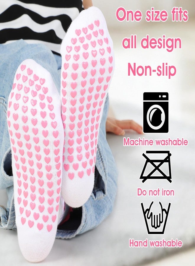 Xinjoduz جوارب زينجودوز اللاصقة للنساء، زوجان، جوارب مانعة للانزلاق لطيفة مناسبة لتمارين البيلاتس واليوغا، جوارب قطنية مكشكشة، جوارب طويلة مانعة للانزلاق مناسبة لتمارين البار، مقاس 5-10 بوصة (كرز، قلب) - Image 3