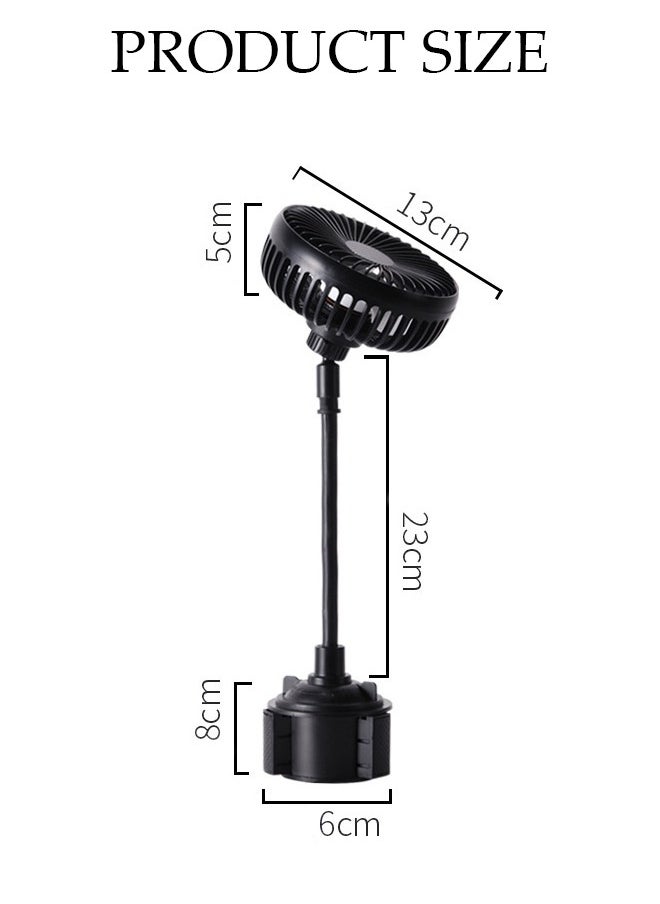DUNISO - Cup Holder Car Fan, USB Powered Fan, 360° Rotation Car Cooling Fan with Flexible Gooseneck, Portable Vehicle Fan, Adjustable Base for Van Truck SUV RV Sedan - Image 1
