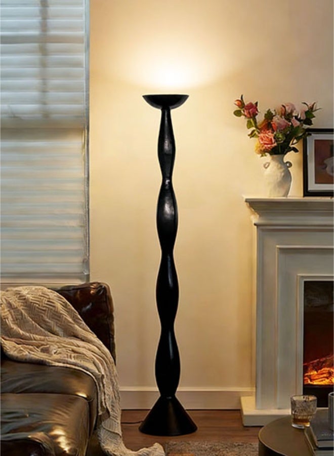 Floor Lamp Modern Large Sculpture Floor Lamp - 180cm Tall Wavy Black FRP Floor Lamp, Dimmable Warm Glow LED, 3C Security Certified Foot Switch, Artistic Uplight for Living Room/Bedroom/Hotel/Dining Hall - Image 1