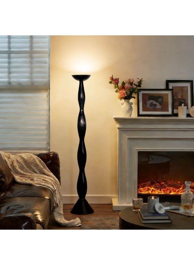 Floor Lamp Modern Large Sculpture Floor Lamp - 180cm Tall Wavy Black FRP Floor Lamp, Dimmable Warm Glow LED, 3C Security Certified Foot Switch, Artistic Uplight for Living Room/Bedroom/Hotel/Dining Hall - Image 4