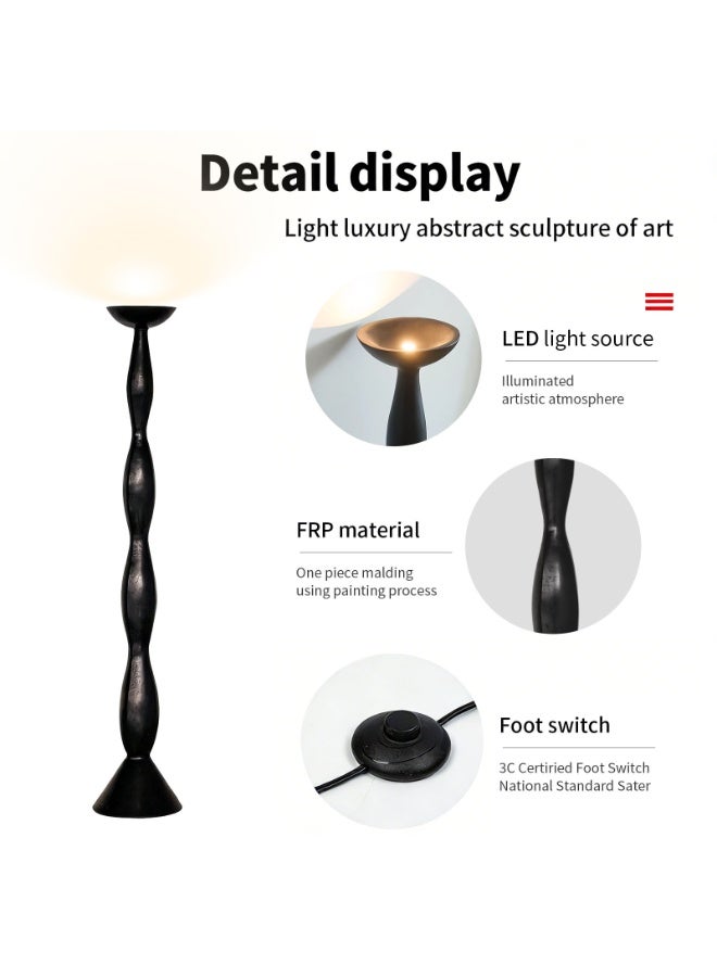 Floor Lamp Modern Large Sculpture Floor Lamp - 180cm Tall Wavy Black FRP Floor Lamp, Dimmable Warm Glow LED, 3C Security Certified Foot Switch, Artistic Uplight for Living Room/Bedroom/Hotel/Dining Hall - Image 5
