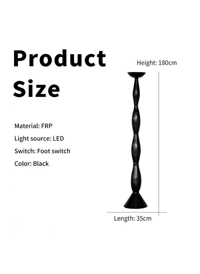 Floor Lamp Modern Large Sculpture Floor Lamp - 180cm Tall Wavy Black FRP Floor Lamp, Dimmable Warm Glow LED, 3C Security Certified Foot Switch, Artistic Uplight for Living Room/Bedroom/Hotel/Dining Hall - Image 2