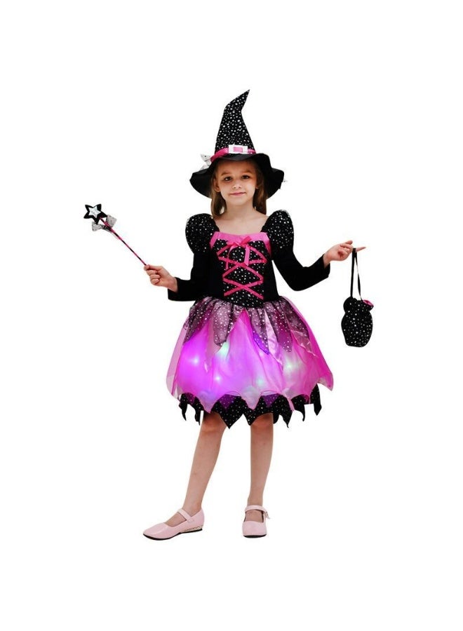 NIBEMINENT Halloween children's magic witch dress, puffy skirt, witch performance dress and dress - Image 1