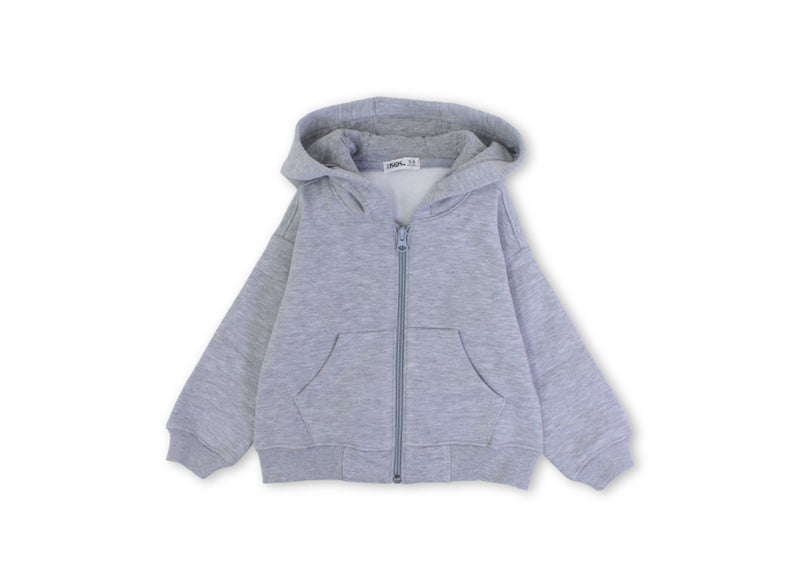 U-JA44002 Grey Zip-Up Hoodie - Image 1