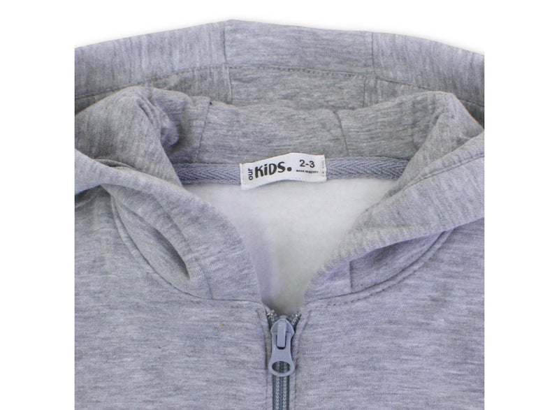 U-JA44002 Grey Zip-Up Hoodie - Image 2