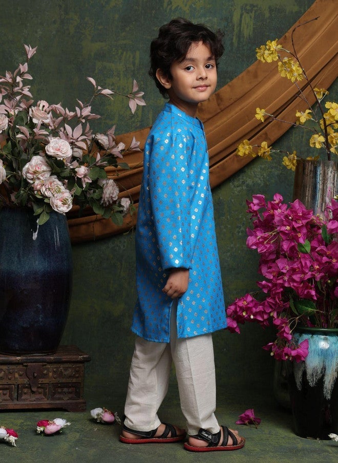 Saka Designs طقم قميص وبنطلون مزخرف بالأزهار للأولاد - Image 3