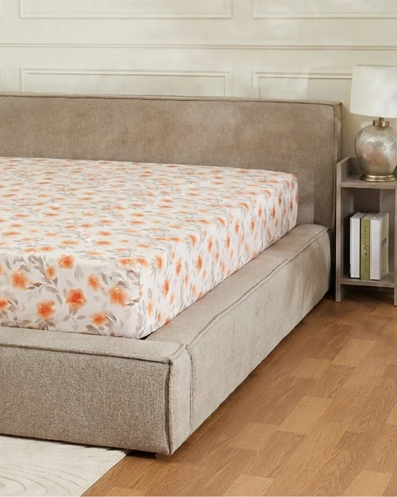 REDTAG Yellow Floral Printed Fitted Sheet (190 x 90 cm)