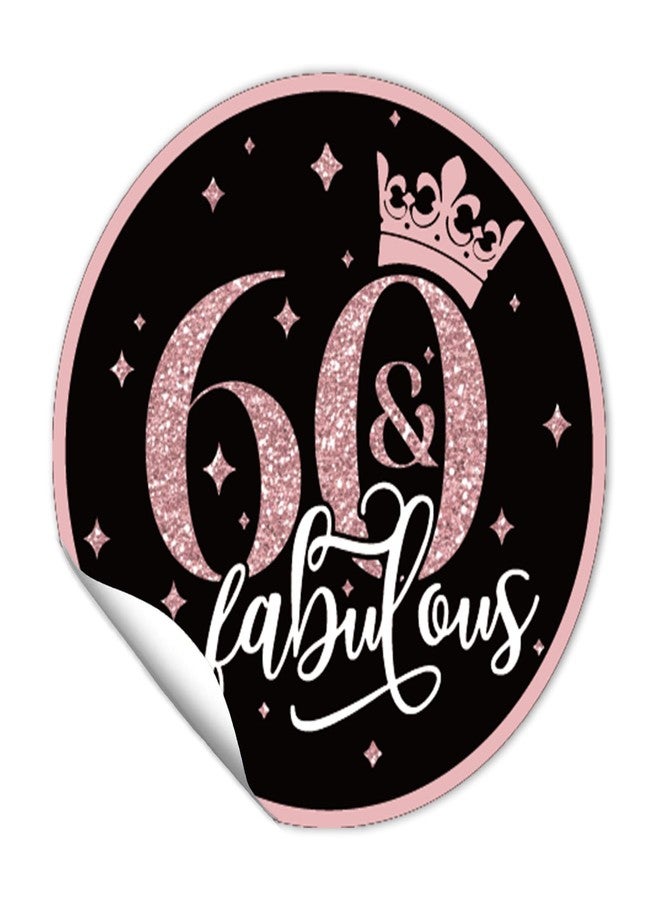 REWIDPARTY 1.5 Inch Round 60th Birthday Stickers (80 Pieces) - Rose Gold & Fabulous Party Favor Stickers for Decorations - Image 1