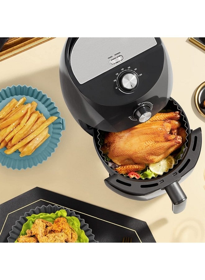 Beauenty 2 Pack Air Fryer Silicone Liners, Air Fryer Silicone Basket Bowl for 3 to 5 QT, Replacement of Flammable Parchment Paper, Reusable Baking Tray Oven Accessories, Gray+Blue, (Top 8in, Bottom 6.75in) - Image 2