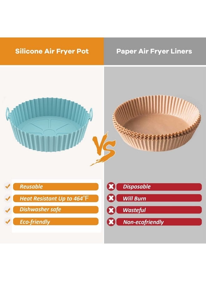 Beauenty 2 Pack Air Fryer Silicone Liners, Air Fryer Silicone Basket Bowl for 3 to 5 QT, Replacement of Flammable Parchment Paper, Reusable Baking Tray Oven Accessories, Gray+Blue, (Top 8in, Bottom 6.75in) - Image 5