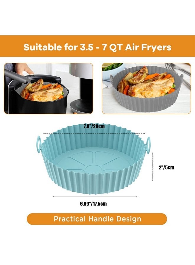 Beauenty 2 Pack Air Fryer Silicone Liners, Air Fryer Silicone Basket Bowl for 3 to 5 QT, Replacement of Flammable Parchment Paper, Reusable Baking Tray Oven Accessories, Gray+Blue, (Top 8in, Bottom 6.75in) - Image 4